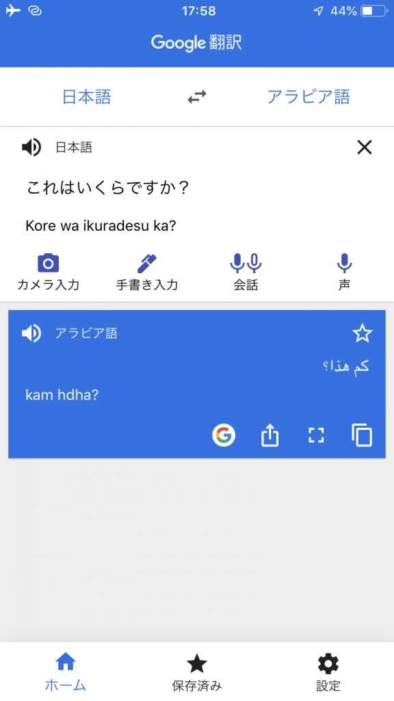 Google翻訳の画面キャプチャ